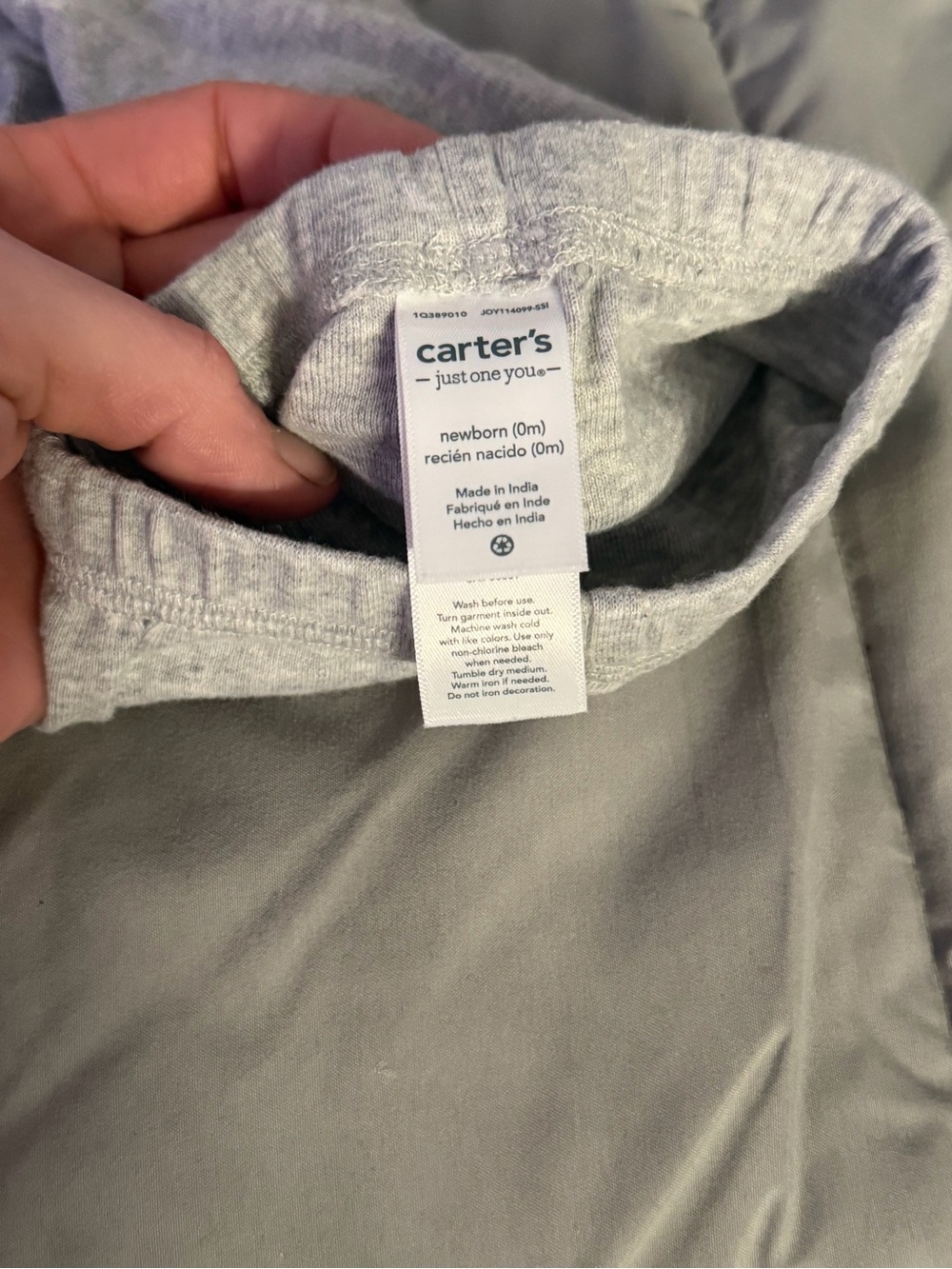 Lot of 2 Carter's Newborn Baby Pants Gray & Navy Pull-On Cotton Knit NB - Picture 8 of 9